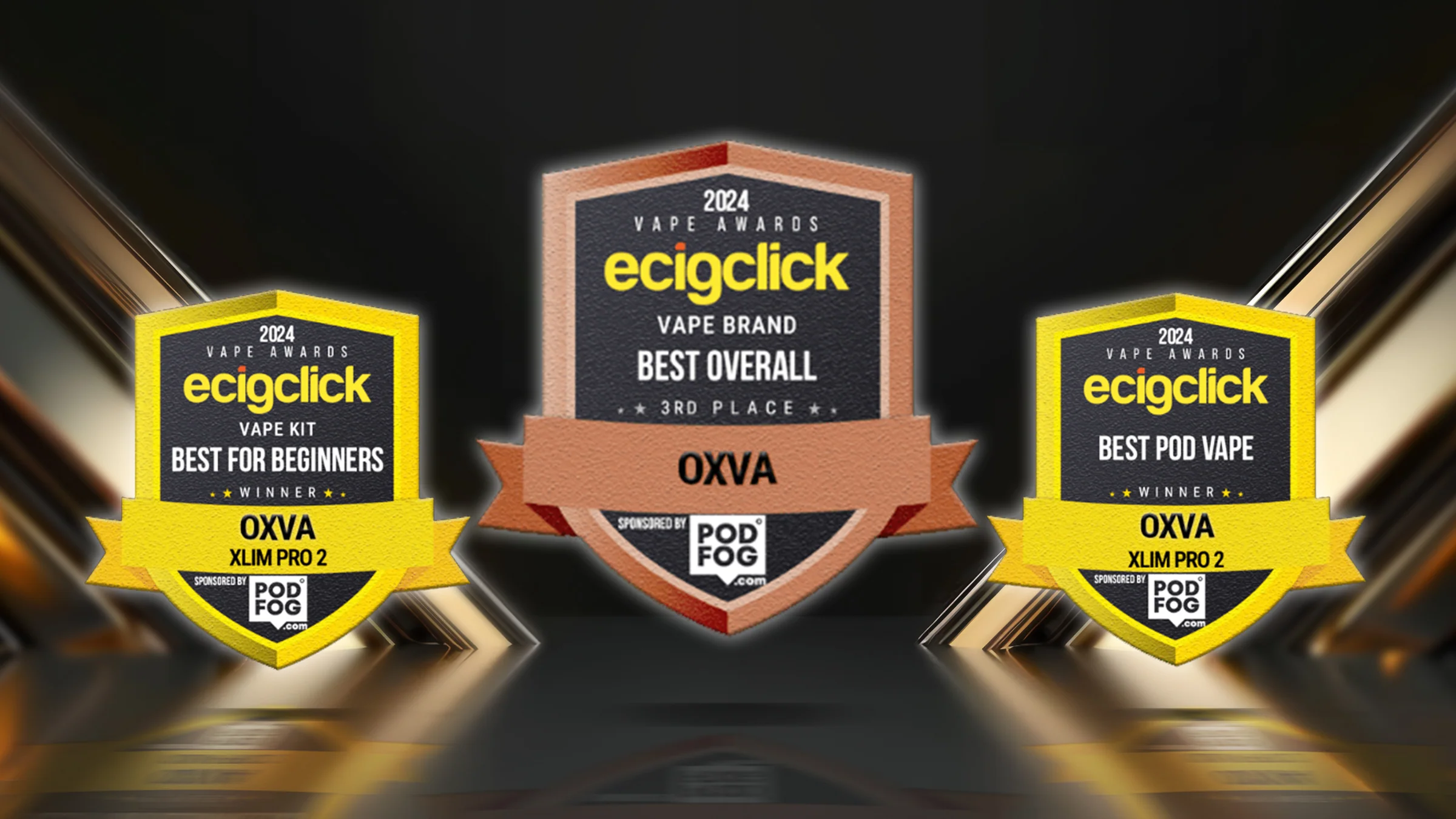 Vape comparison winner trophy, best beginner vape decision, two vape devices with award - OXVA | Leading with Innovation and Best Flavors