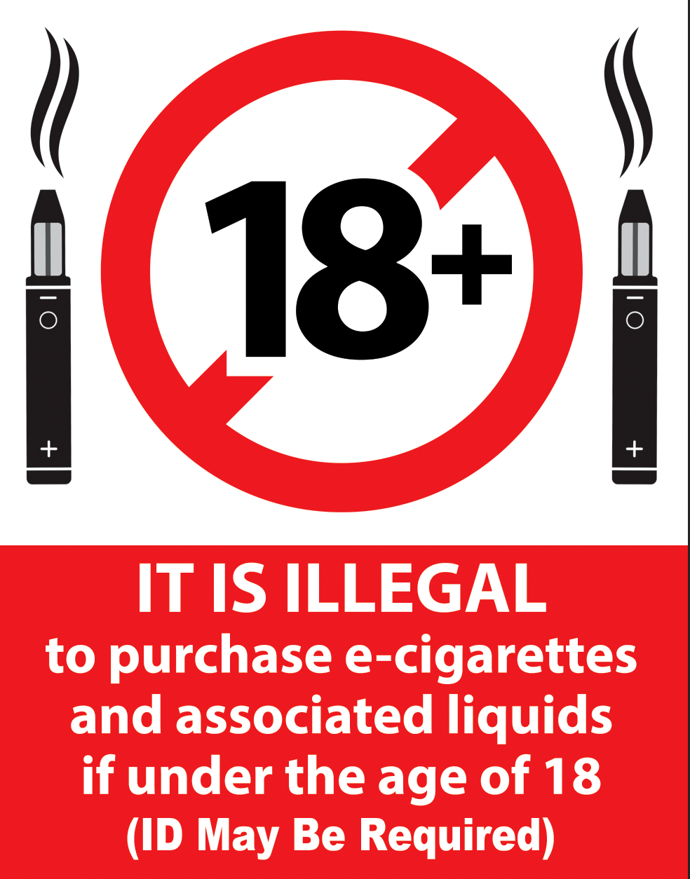 18+ age restriction vaping, legal age e-cigarette UAE, age verification vape, prohibited for minors - Shop Sign Notice Sticker It Is Illegal To Buy Vaping Items Under ...
