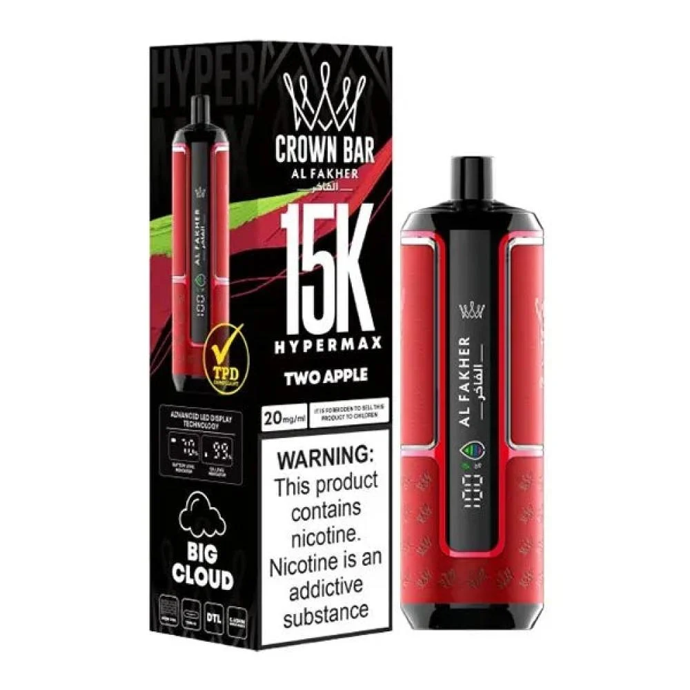 Al Fakher Crown Bar 15000 vape device, premium two apple flavor e-shisha - AL FAKHER CROWN BAR 15000 PUFFS VAPE PLUG - Vibe Medina
