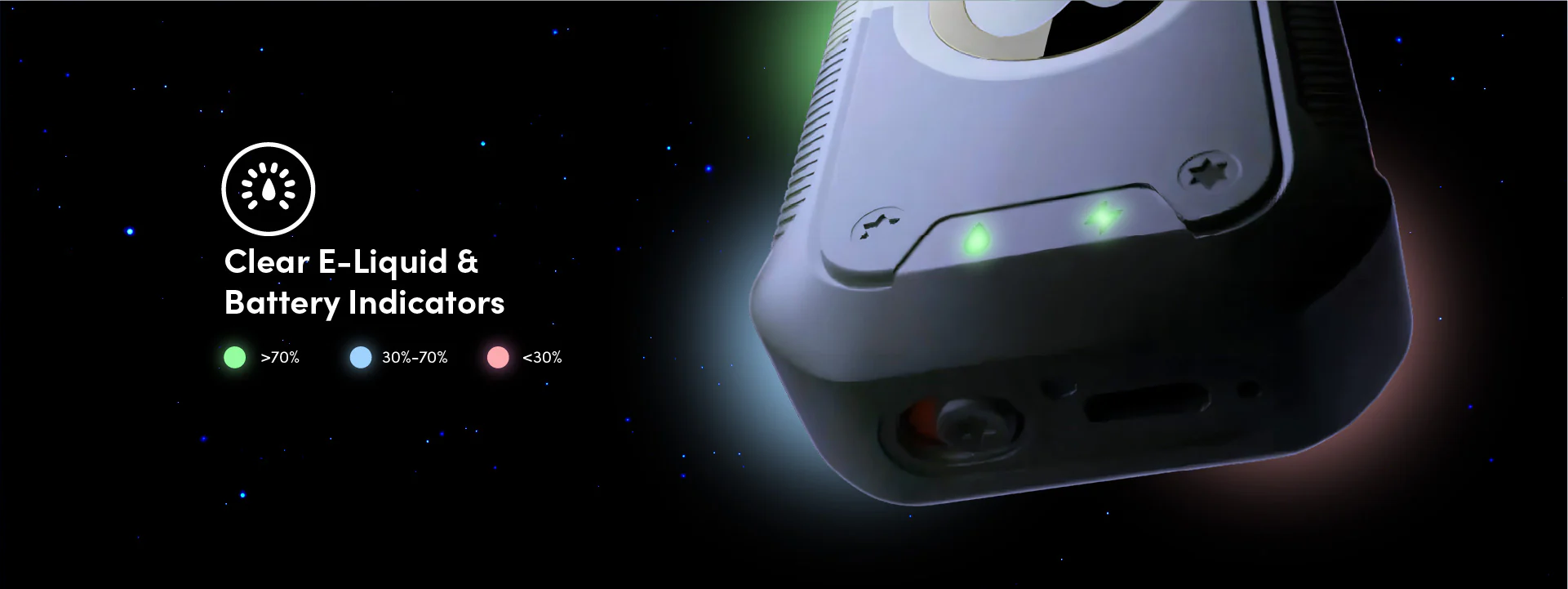 Waka 50000 smart screen vape display, e-liquid battery level screen - What does the indicator light flashing mean?
