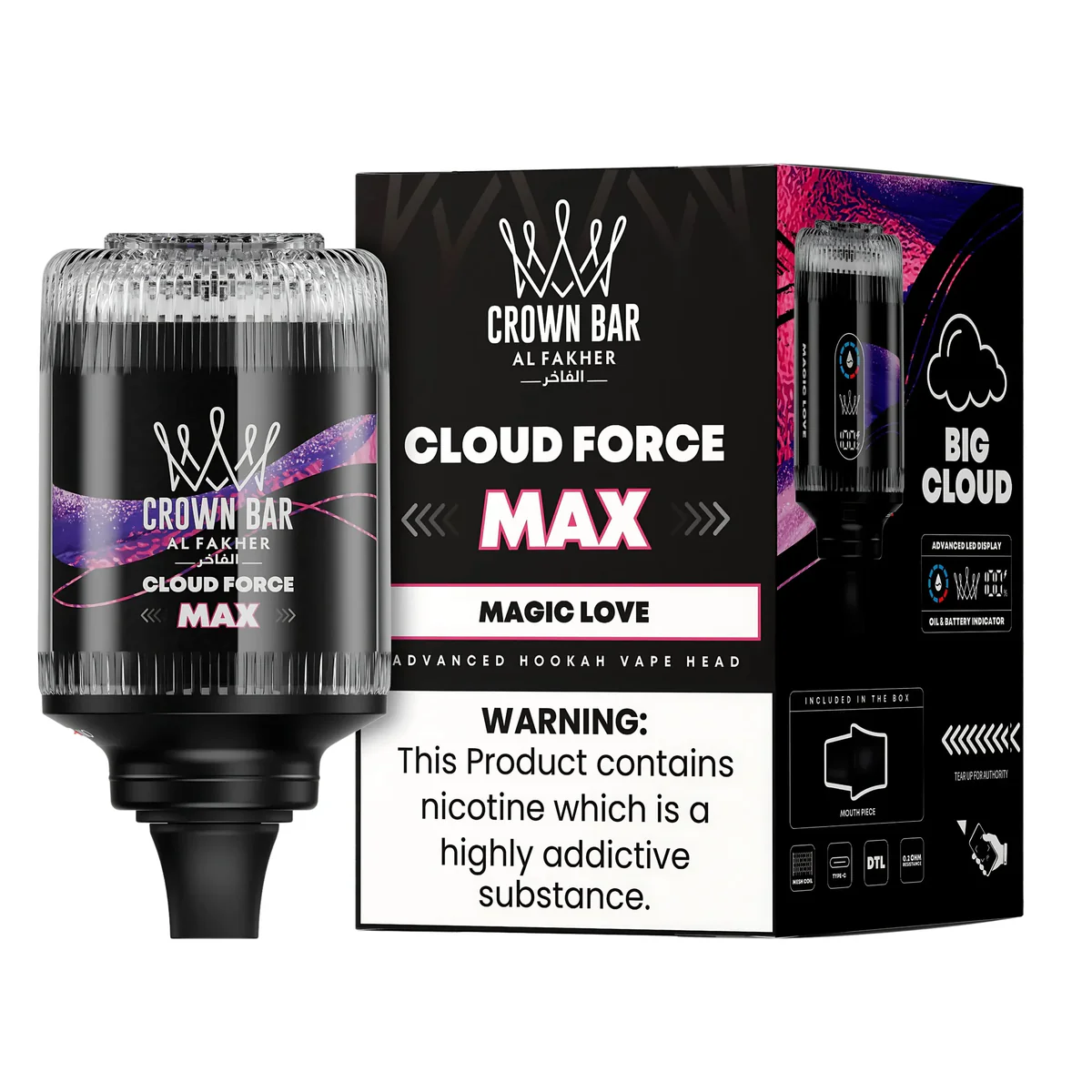 Dense vape clouds AL Fakher, thick vapor production, advanced coil technology vape - Buy Al Fakher Cloud Force Max 50K E-Head | Dual Device