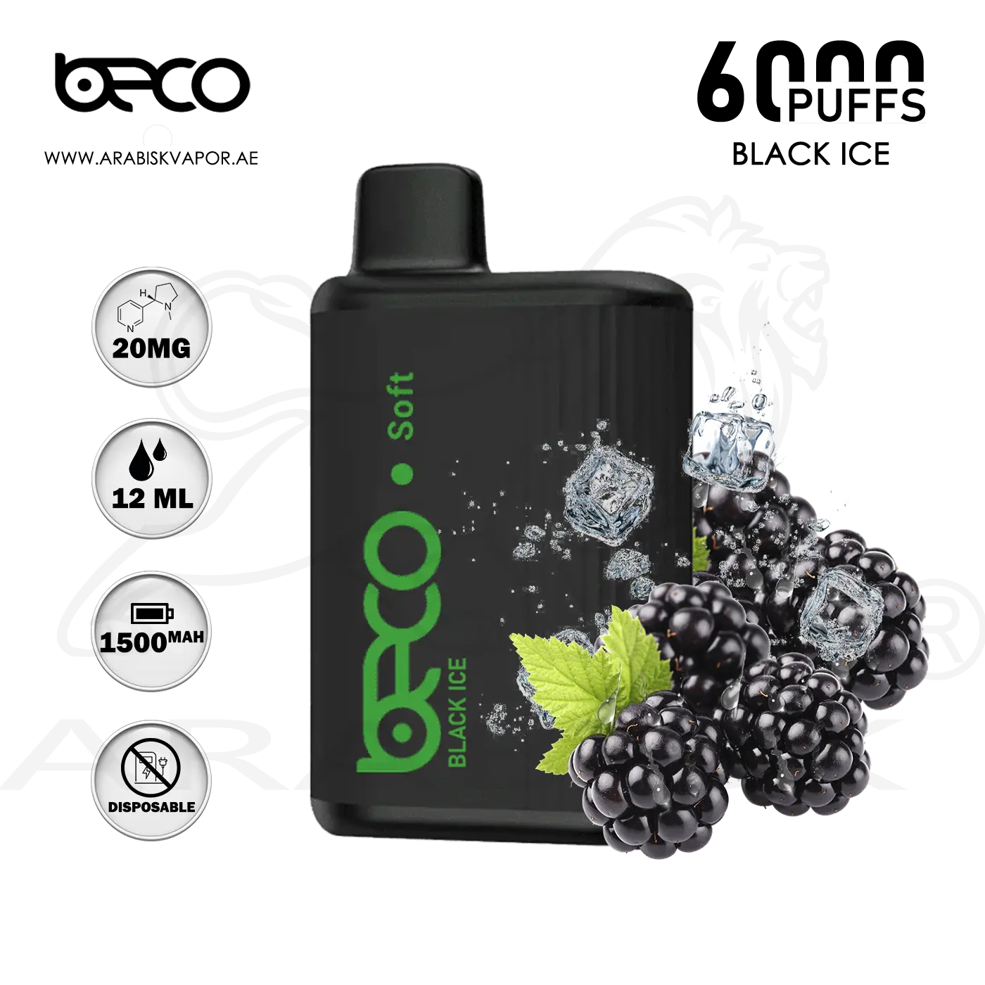 Beco Soft 6000 vape soft touch luxury, Beco disposable e-cigarette silky texture, Beco Soft device elegant design - Buy BECO SOFT 6000 Puffs - Black Ice Disposable Device (20mg ...
