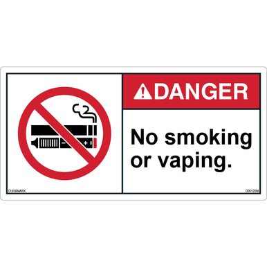UAE vape legal regulations, vape safety warning, justice scales, restricted sign - Danger - No Smoking or Vaping - ANSI Safety Label
