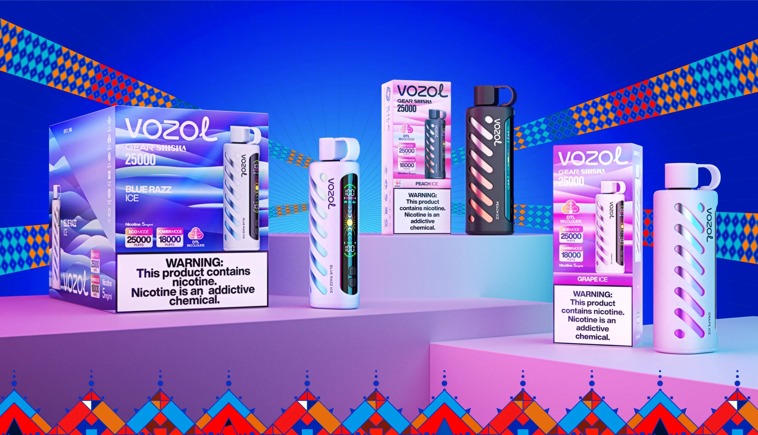 VOZOL Shisha 25000 high performance, powerful disposable shisha, vape for social gatherings and travel - GEAR SHISHA 25000 - VOZOL