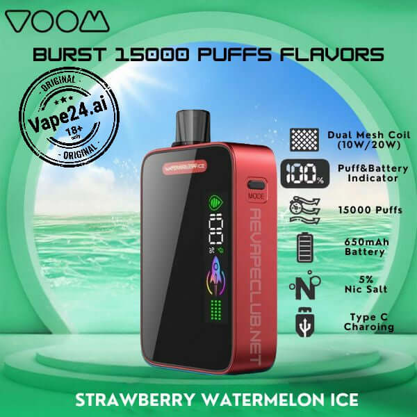 VaporBurst same-day vape delivery Dubai, express electronic cigarette shipping UAE, fast delivery service - VOOM BURST 15000 Puffs Disposable Vape – Best in Dubai – vape24.ai