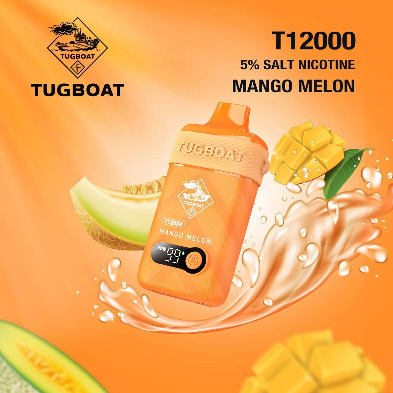 Vape smart HD display, e-liquid level indicator, battery percentage vape, Tugboat T12000 screen - Tugboat T12000 RECHARGEABLE DISPOSABLE - Long-lasting Vape with ...