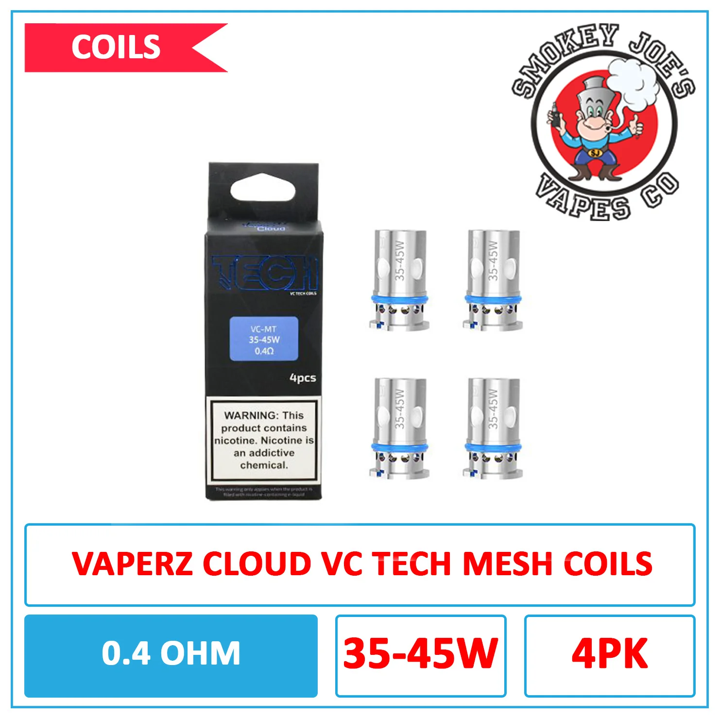 vape mesh coil technology, dense vapor cloud, rich flavor production vape, advanced coil system - Vaperz Cloud - VC Tech Mesh - Replacement Coils - 4 Pack | Smokey ...
