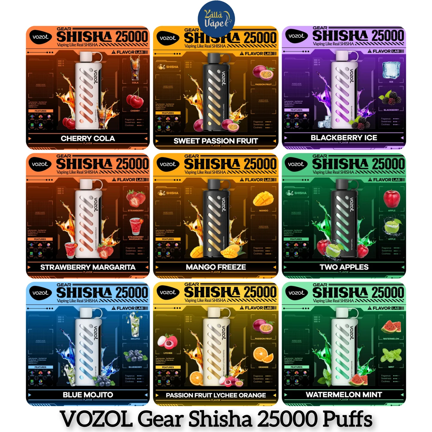 Infographic traditional shisha vs VOZOL Shisha 25000, performance comparison hookah vape, pros and cons e-shisha - VOZOL Gear Shisha 25000 Puffs Disposable Vape in UAE – YALLA VAPE