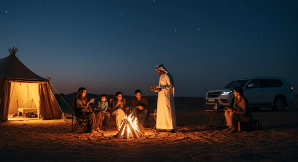 People around campfire desert night, traditional Arabic coffee Dallah, cozy camping atmosphere UAE - 1+ Thousand Desert Night Campfire Royalty-Free Images, Stock ...