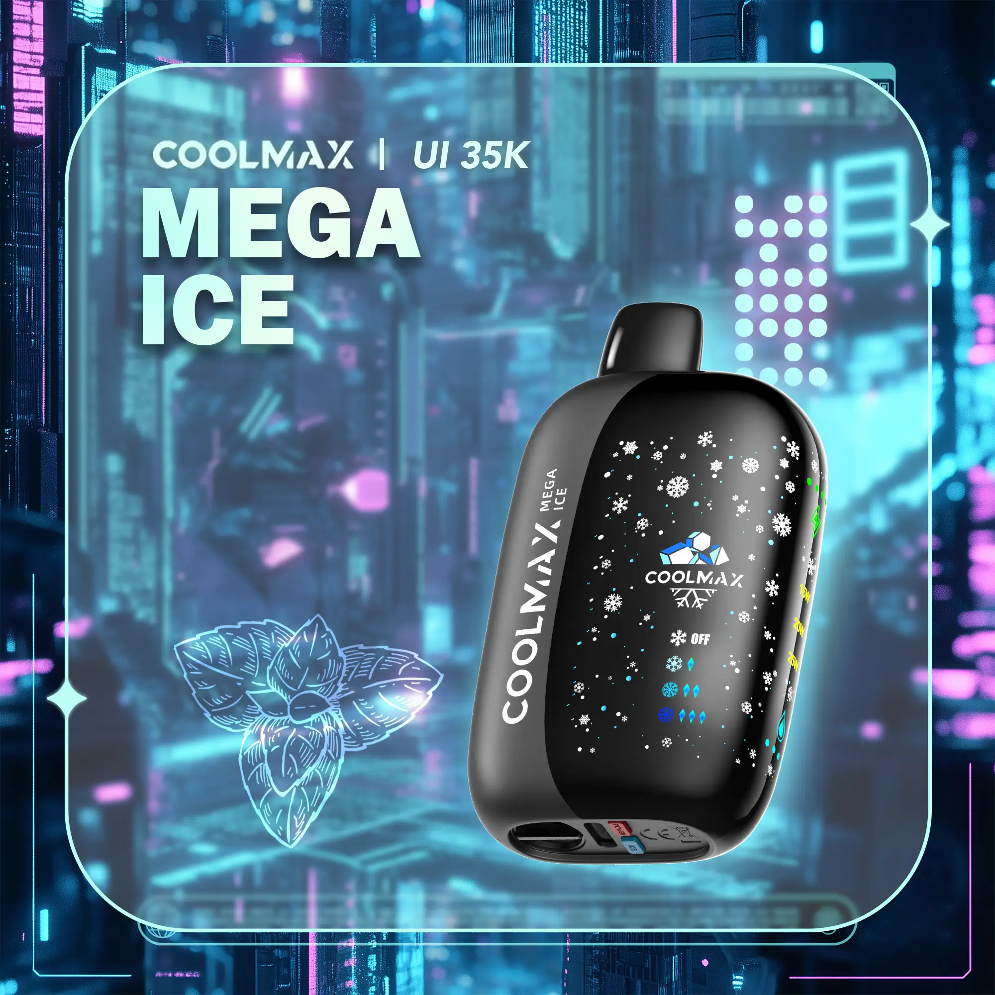 Extreme cooling vape technology, icy vapor effect, ultra-cold vape experience, frosty airflow electronic cigarette - COOLMAX UI 35K Mega Ice | Extreme Mint Menthol Disposable Vape ...